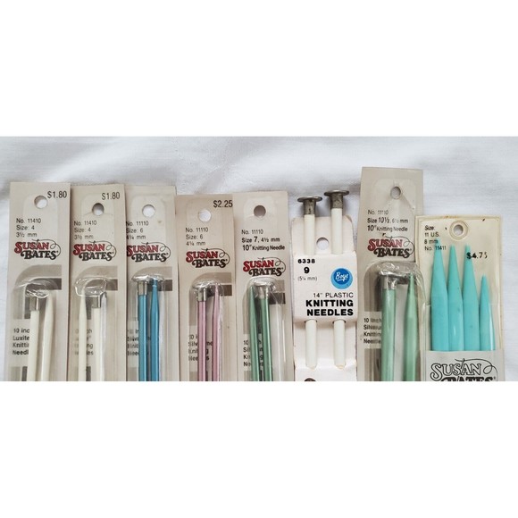 Lot Vtg Susan Bates Boye Knitting Needles Aluminum Silvalume Luxite Lucite - Picture 2 of 3